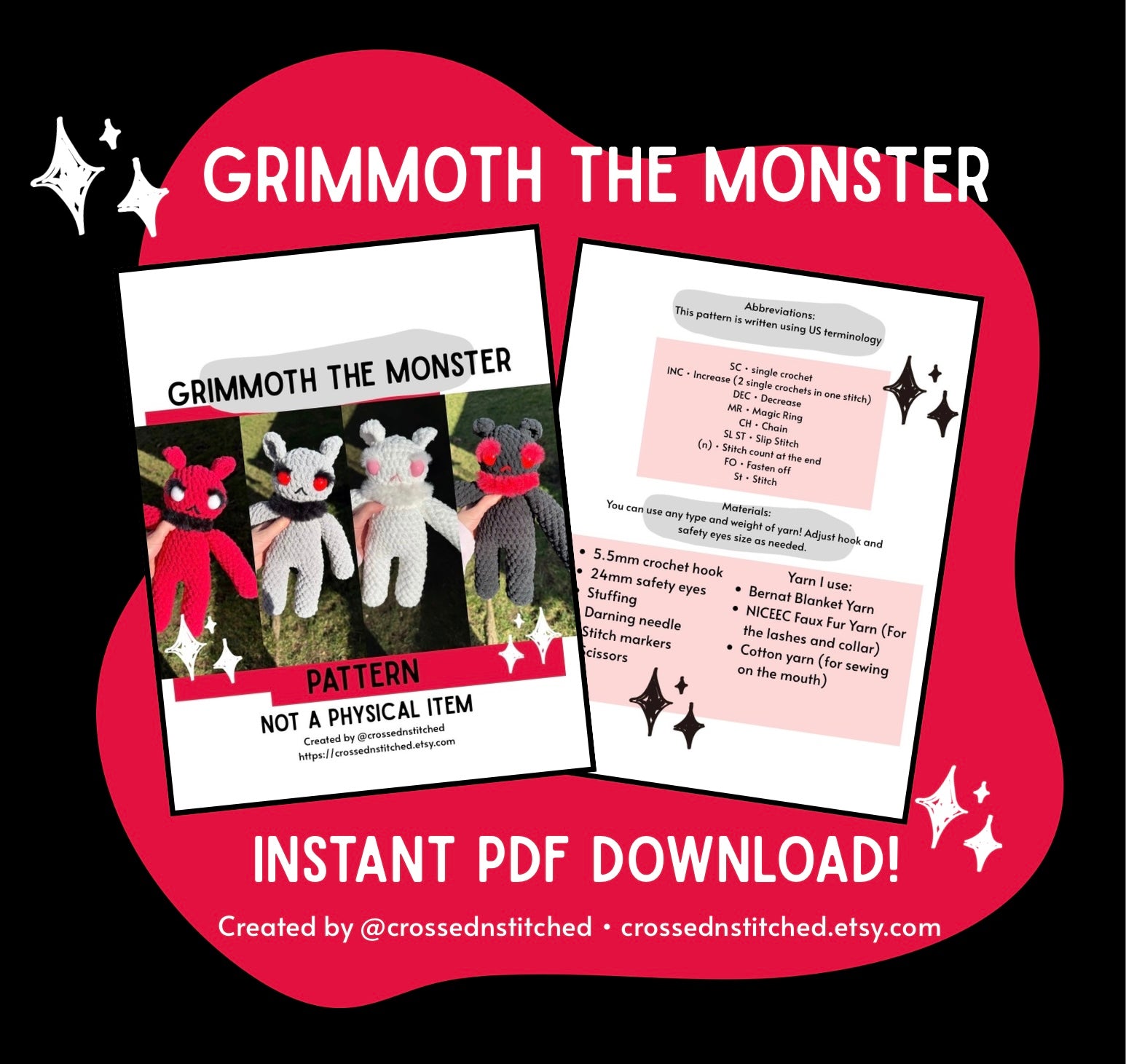 Grimmoth the Monster Amigurumi Crochet Pattern