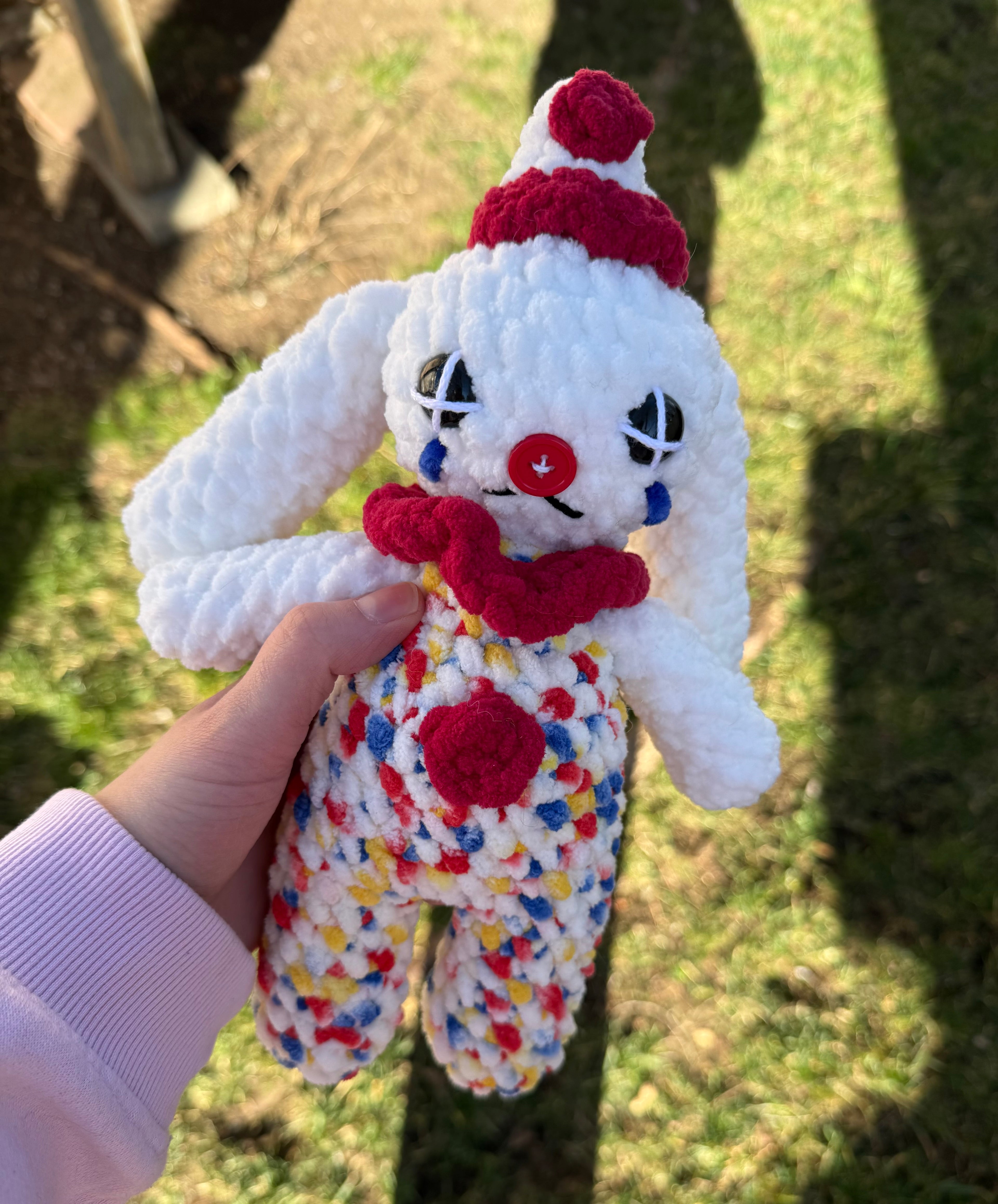 Clown Bunny Plush – Amigurumi Circus Rabbit –  Pierrot