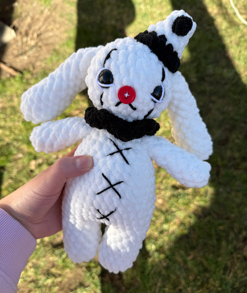 Clown Bunny Plush – Amigurumi Circus Rabbit –  Pierrot