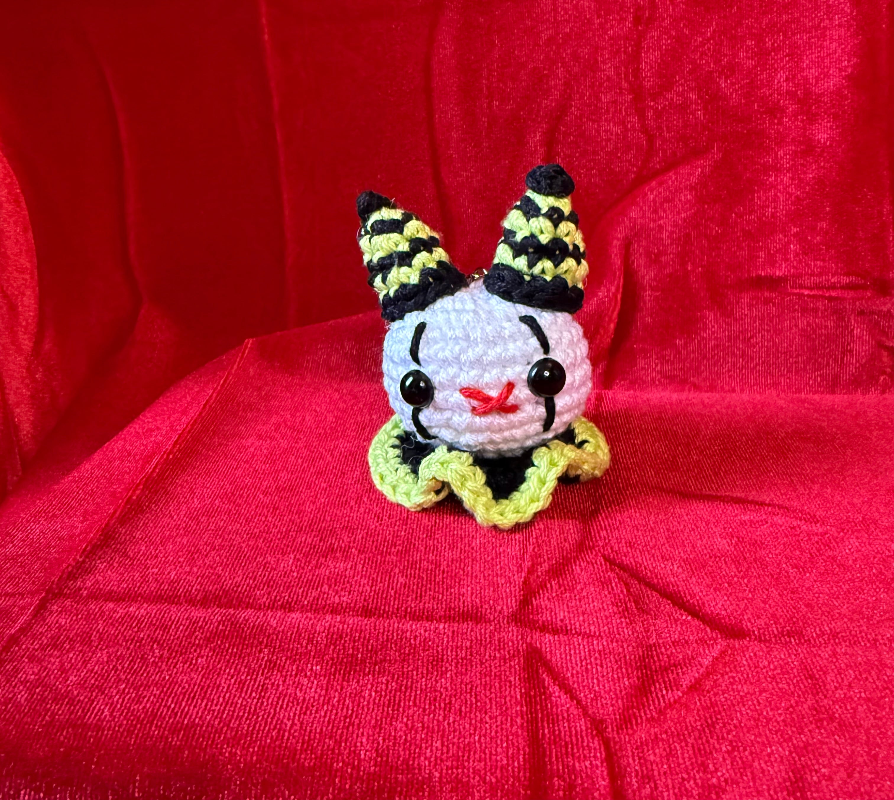 Crochet Pierrot Clown Bunny Keychain