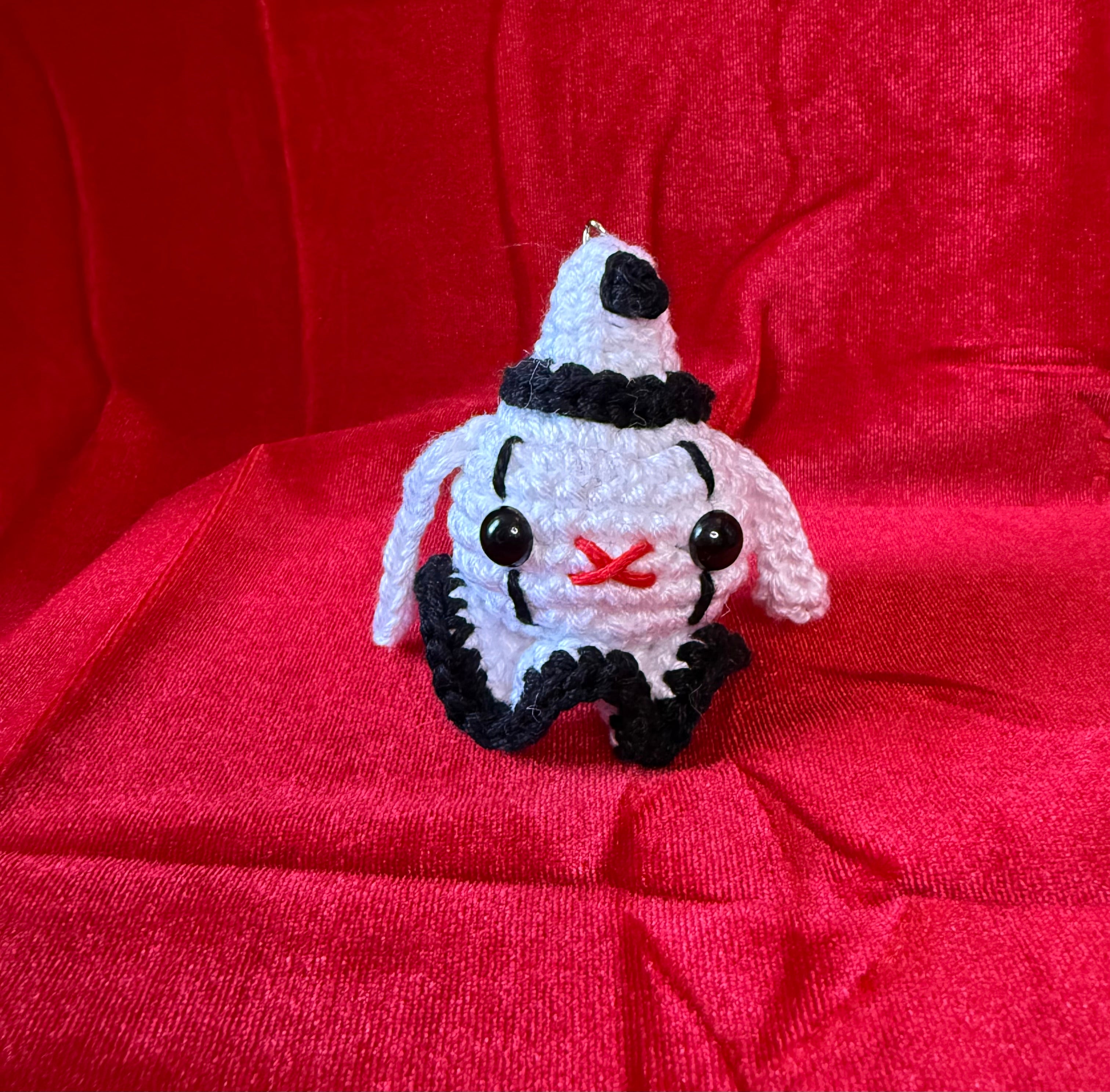 Crochet Pierrot Clown Bunny Keychain