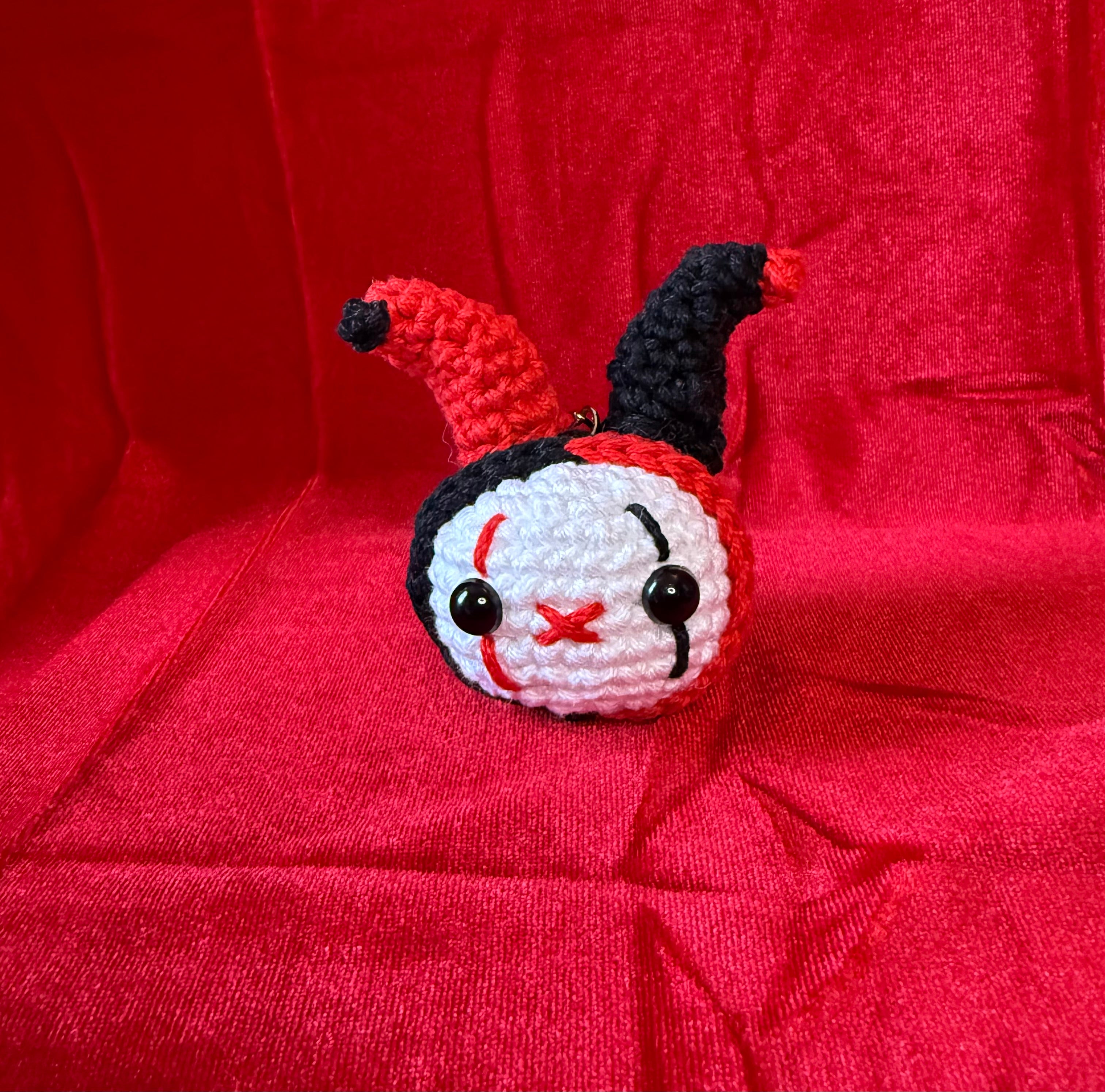 Crochet Pierrot Clown Bunny Keychain