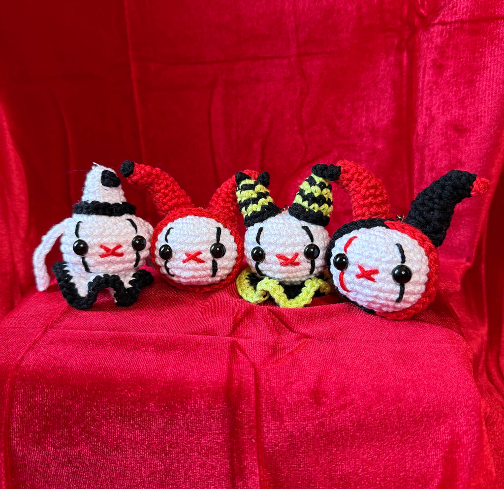 Crochet Pierrot Clown Bunny Keychain