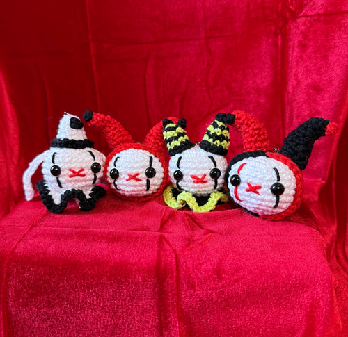 Crochet Pierrot Clown Bunny Keychain