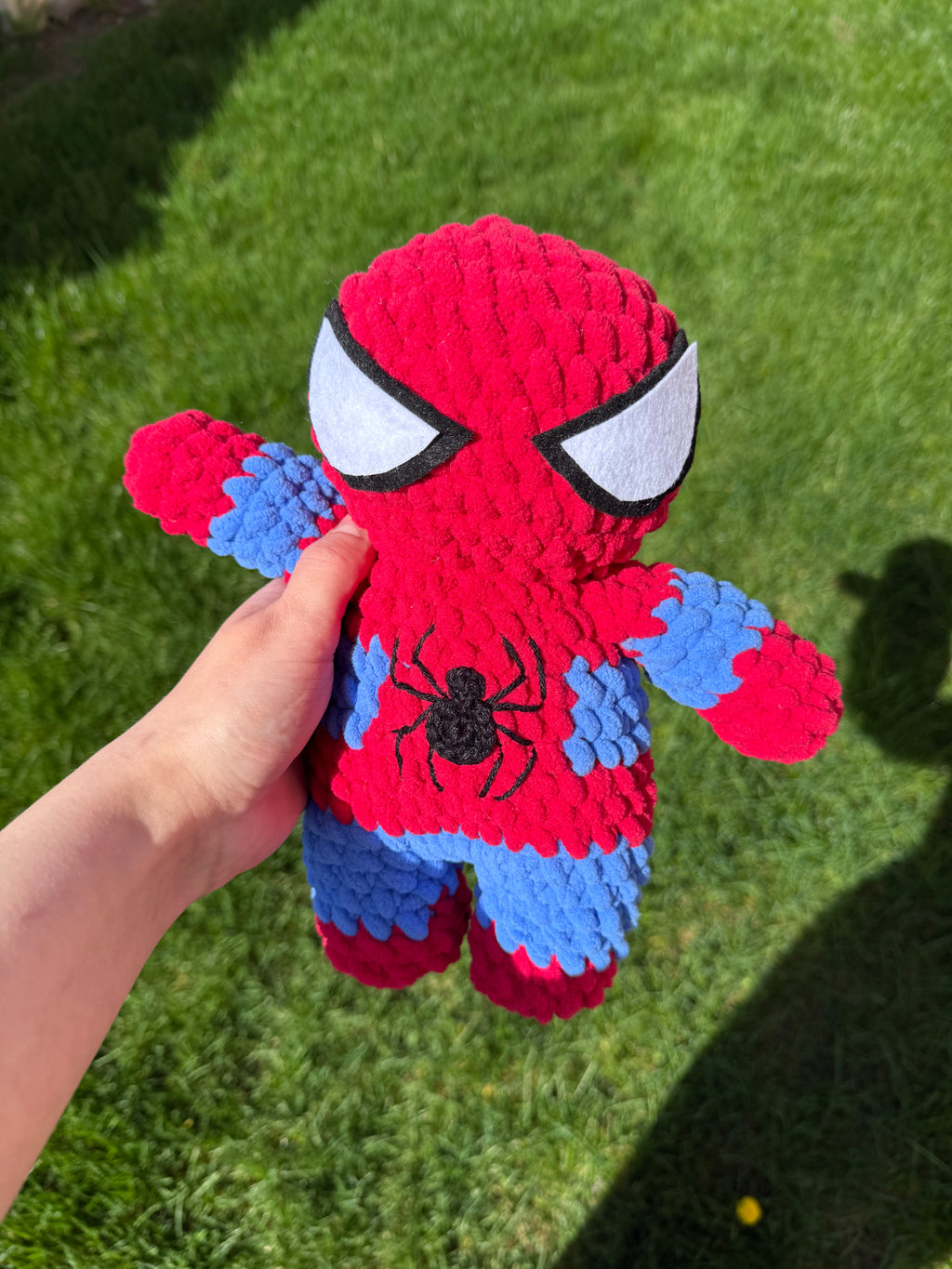 Crochet Red & Blue Spider Superhero Doll – 10” Amigurumi Plush