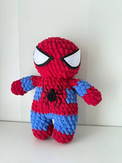 Crochet Red & Blue Spider Superhero Doll – 10” Amigurumi Plush