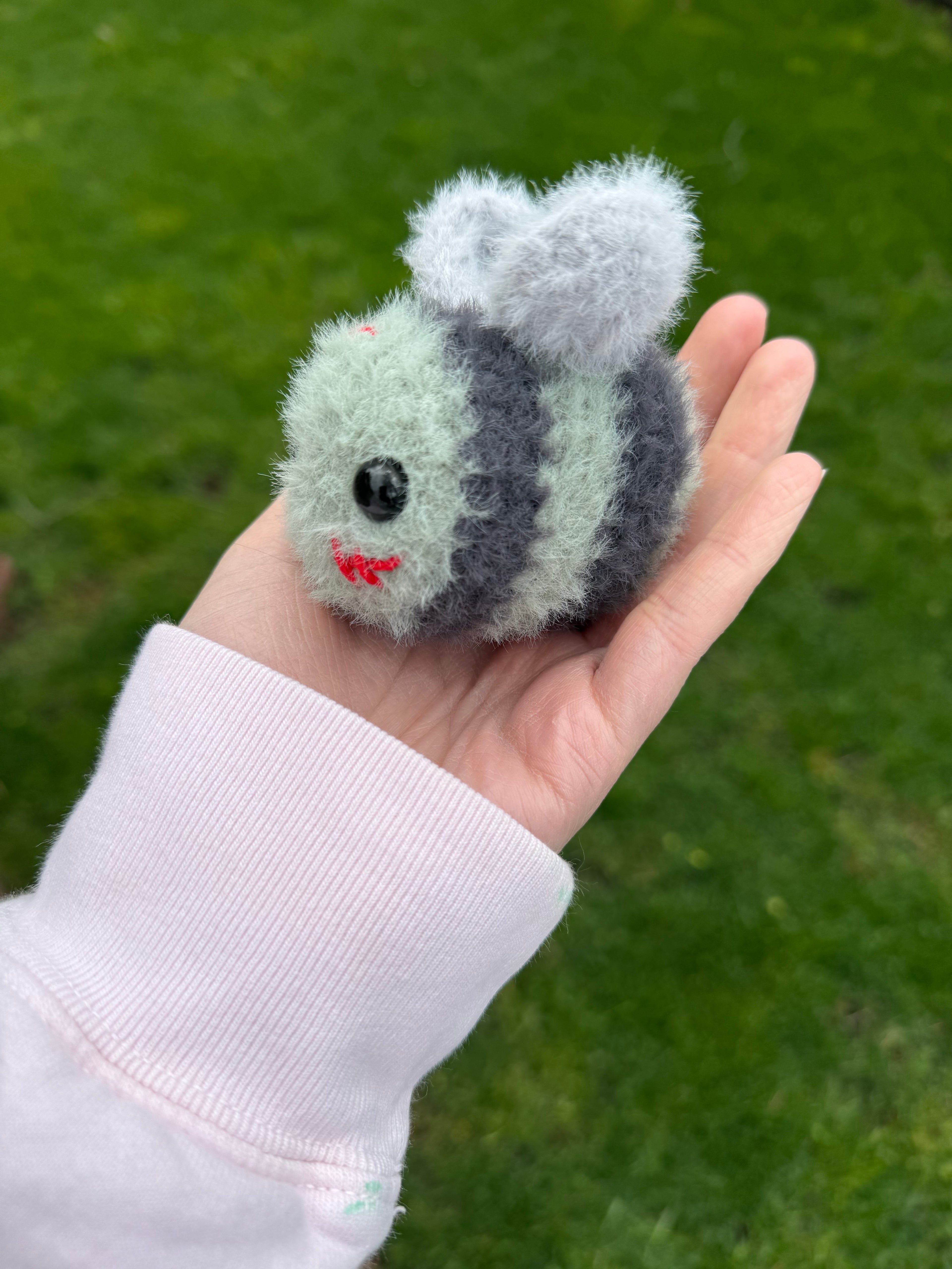 Fuzzy Zombee Crochet Plushie – 3” Handmade Zombie Bee