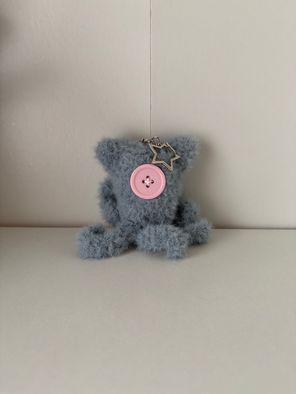 Fuzzy Button-Eyed Squid Keychain - Coral inspired