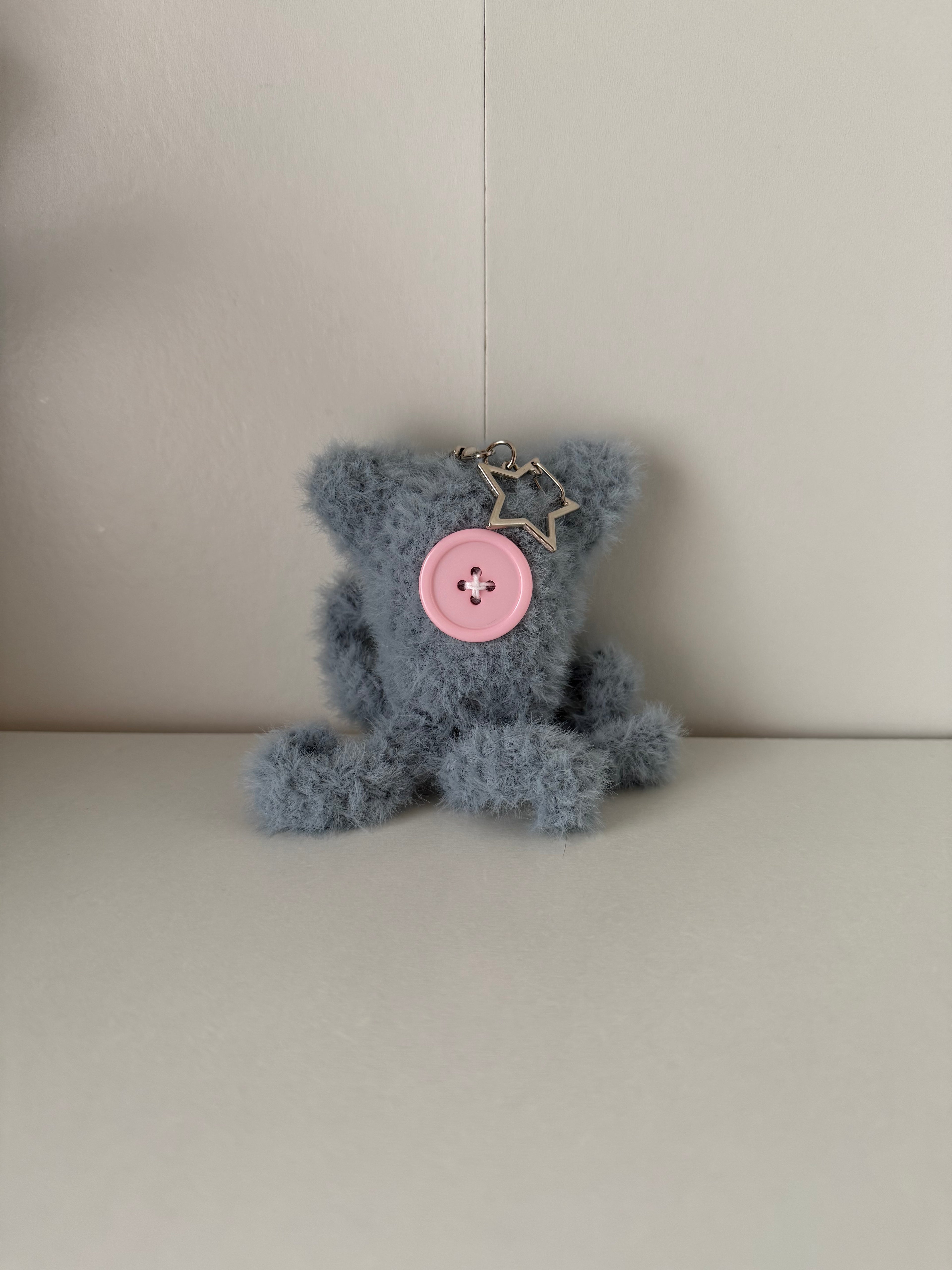 Fuzzy Button-Eyed Squid Keychain - Coral inspired
