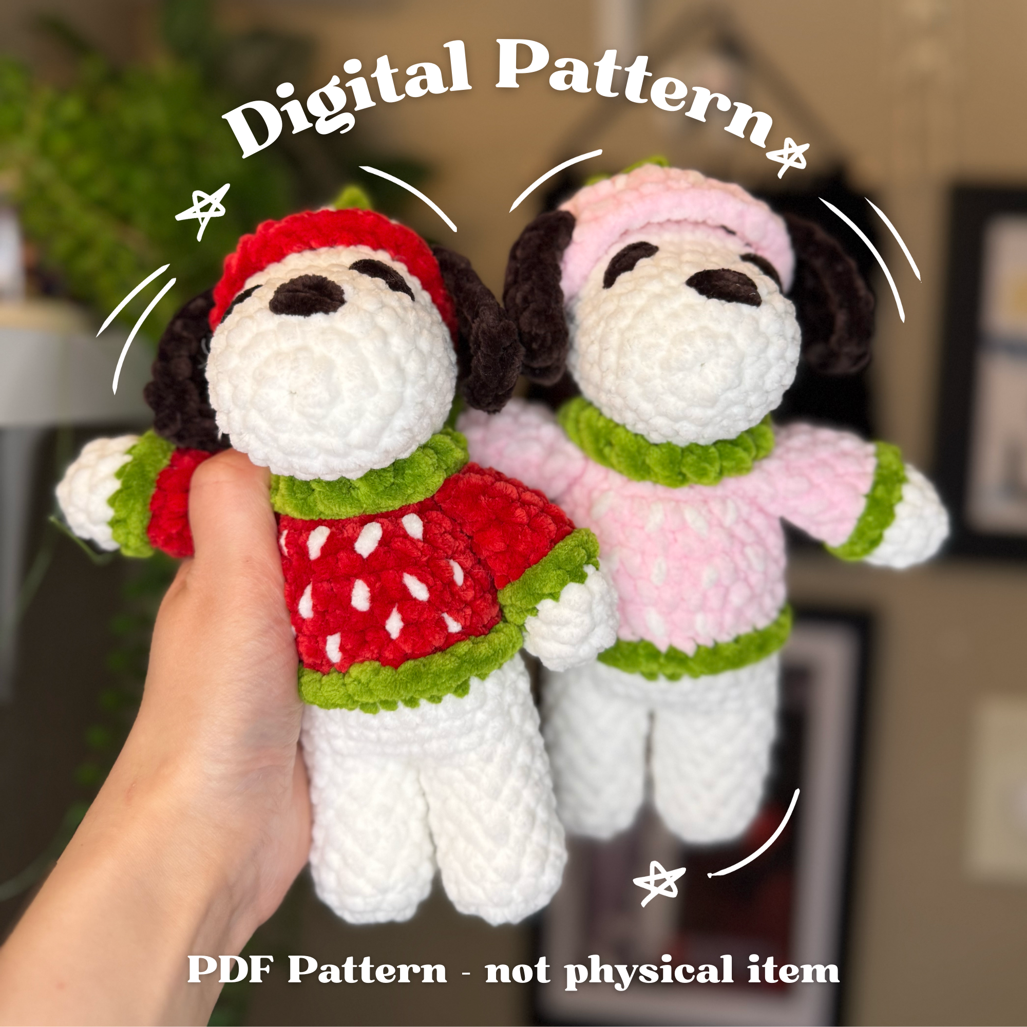Strawberry Dog Amigurumi Pattern - PDF Download