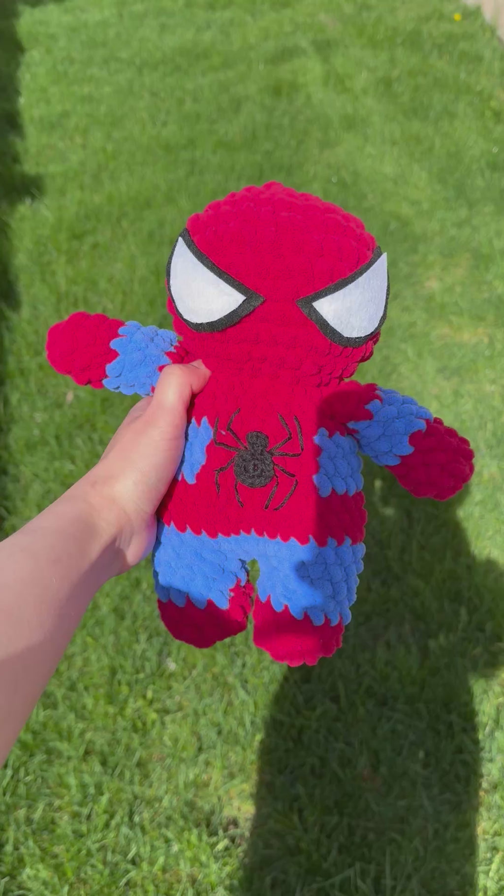 Crochet Red & Blue Spider Superhero Doll – 10” Amigurumi Plush