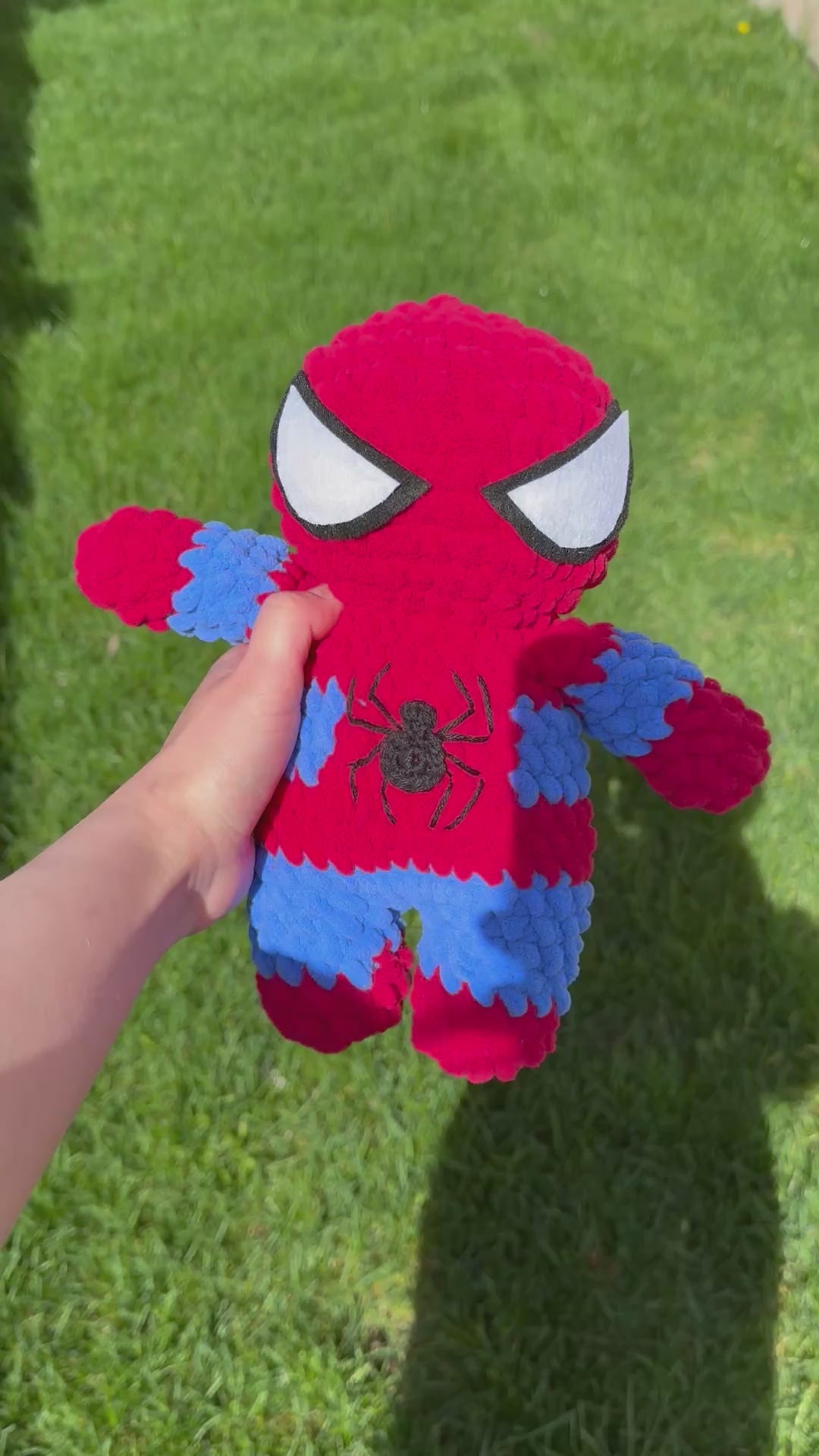 Crochet Red & Blue Spider Superhero Doll – 10” Amigurumi Plush