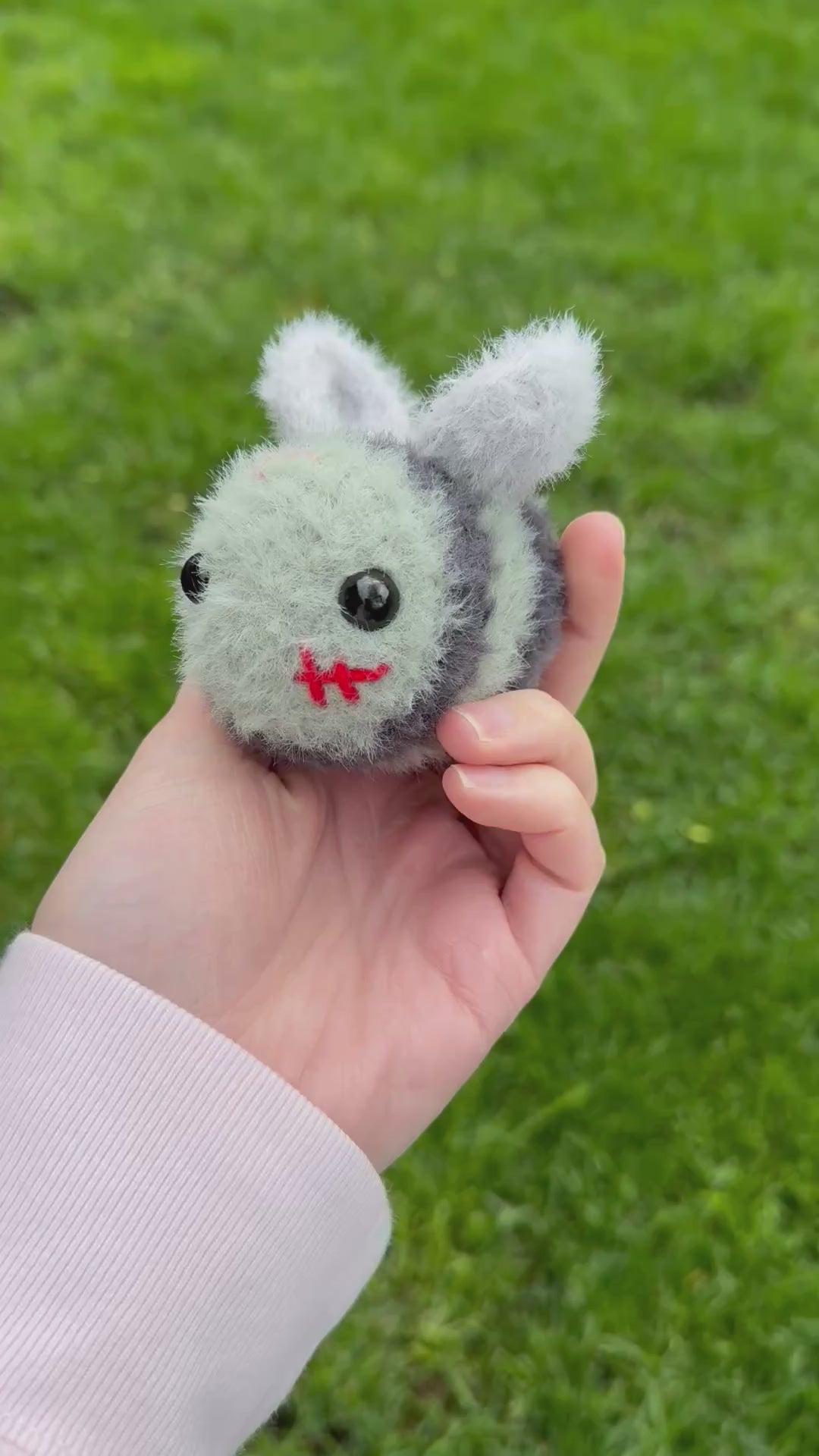 Fuzzy Zombee Crochet Plushie – 3” Handmade Zombie Bee