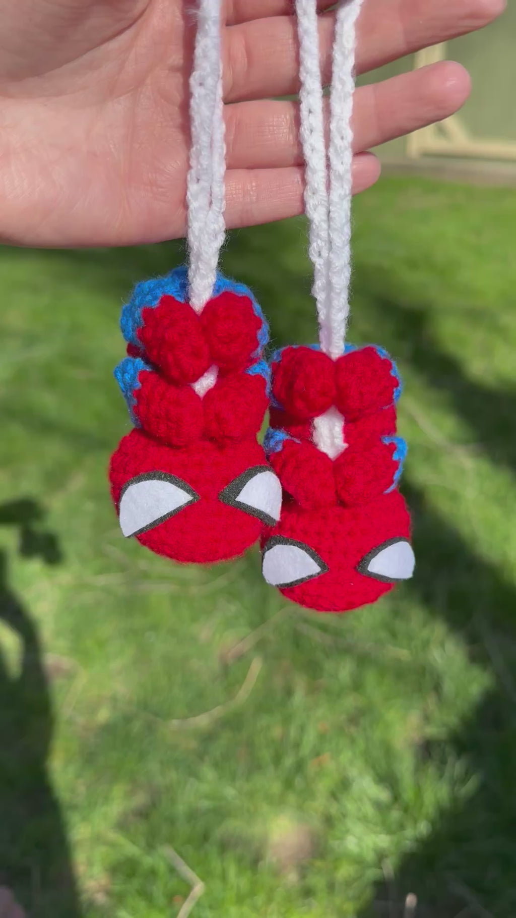 Crochet Red & Blue Hero Keychain Car Charm | Spider-Inspired Mini Accessory