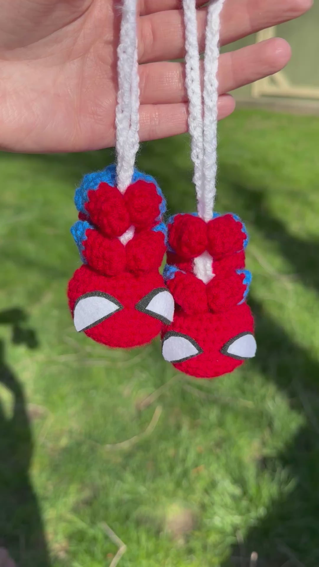 Crochet Red & Blue Hero Keychain Car Charm | Spider-Inspired Mini Accessory